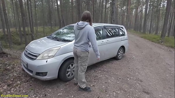 couple fucks on the roadside in the car