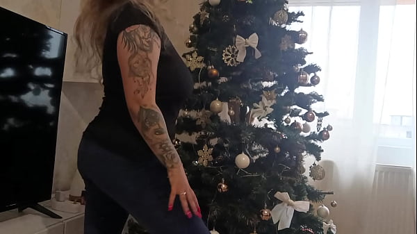 Santa Claus catch the girl masturbates alone and touch her big tits